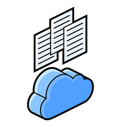 Cloud And Paper Icon In Isometry Storage