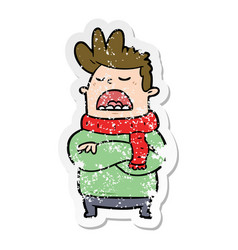 Distressed Sticker Of A Cartoon Obnoxious Man