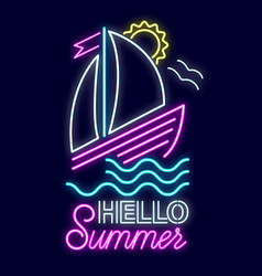 Summer neon sign with bright illumination fresh Vector Image