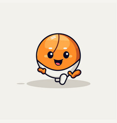 Cute Basketball Cartoon Character With Smiling