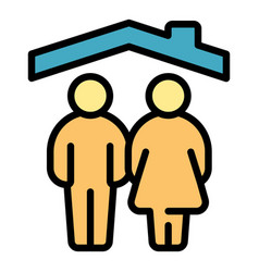 Family Self Isolation Icon Flat