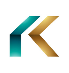 Persian Green And Golden Glossy Folded Letter K