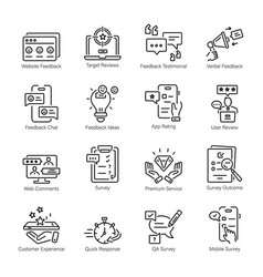 Set Of Customer Reviews Linear Icons