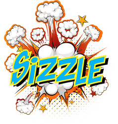 Word Sizzle On Comic Cloud Explosion Background