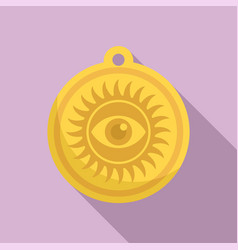 Sun Eye Amulet Icon Flat Magic Ox