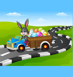 Easter Bunny Driving A Car Carrying Eggs