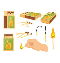 Burning Match Boxes Cartoon Matchstick