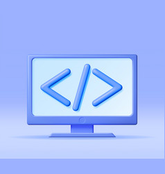 3d Code Icon On Computer