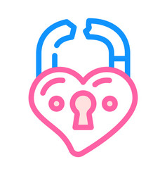 Broken Love Padlock Color Icon