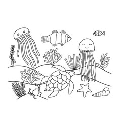 Coloring Page With Sea Animals