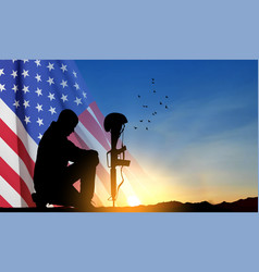 Silhouette Of Soldier With Usa Flag