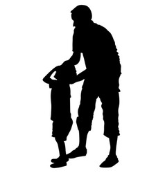 Physiotherapist And Kid Boy Exercising Silhouette