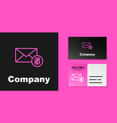 Pink Line Envelope Icon Isolated On Black