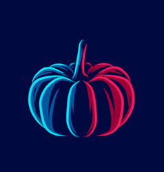 Pumpkin On Autumn Season Logo Line Pop Art