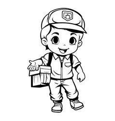 Cartoon Of Cute Little Boy Construction Worker