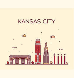 Kansas City Skyline Missouri Usa Line