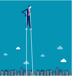 Businessman On Stilts Walking Above City Concept