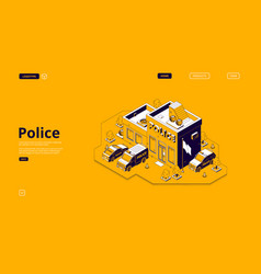 Isometric Police Station And Patrol Cars