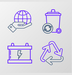 Set Line Recycle Symbol Car Battery Bin