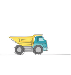 Single One Line Drawing Dump Truck Toy Heavy