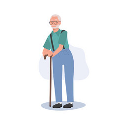 Smiling Elderly Lady With Cane Stick