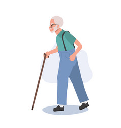 Confident Grandpa Elderly Man Is Walking With