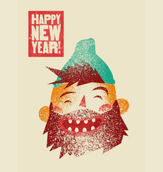 Happy New Year Card With Cartoon Laughing Man