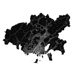 Hiroshima Map Detailed Black Map