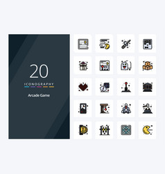 20 Arcade Line Filled Icon For Presentation