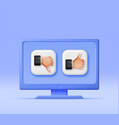 3d Thumbs Up And Thumbs Down Hands In Computer