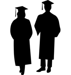 Boy And Girl Student Graduated Ceremony Silhouette