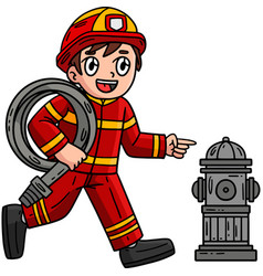 Firefighter And Fire Hydrant Cartoon Clipart