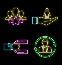 Customer Retention Management Icon Set Neon