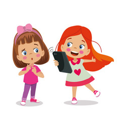 Cute Girls Are Playing With The Phone