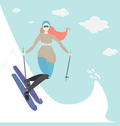 Ginger Young Woman Do Ski