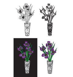 Iris Flower In Crystal Vase