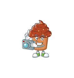 Chocolate Cupcake Photographer Mascot Design