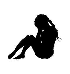 Crying Girl Silhouette Isolated Scene With Child