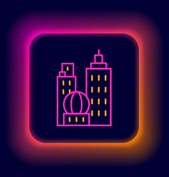 Glowing Neon Line City Landscape Icon Isolated On