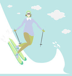 Young Woman Do Ski For Web And Print Cute Cartoon