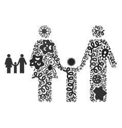 Collage Family Child Icon Of Infection Microbes