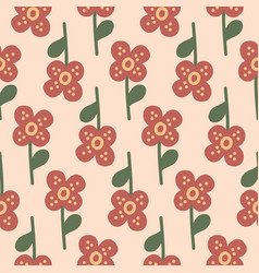 Red Flower Seamless Pattern Daisy Chamomile Wild