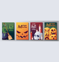 Set Of Postcards For Halloween Witch S Cauldron