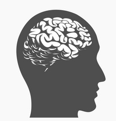 Silhouette Brain Inside Human Head Side Profile