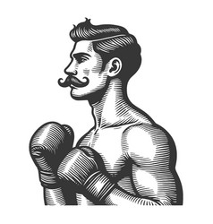 Vintage Boxer With Gloves Sketch