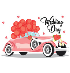 Wedding Invitation With Just Married Retro Car