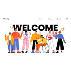 Welcome Landing Page Diverse People Group Team