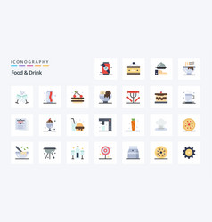 25 Food And Drink Flat Color Icon Pack