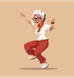 Elderly Woman Dancing Hip-hop Cartoon