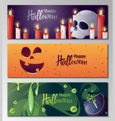 Set Of Banners For Halloween Witch S Cauldron